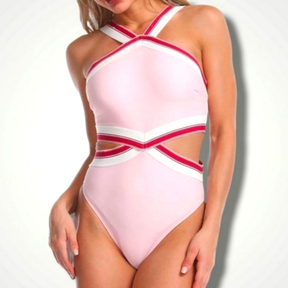 Juicy Couture Pink and Red One-Piece Swimsuit